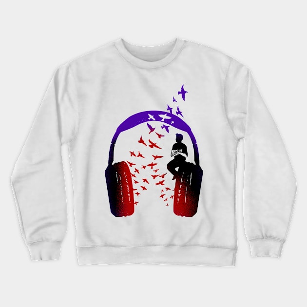 Headphone Music Ukulele Crewneck Sweatshirt by barmalisiRTB